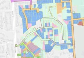 map showing portion of SA Water's Tea Tree Gully Sustainable Sewers Program plan